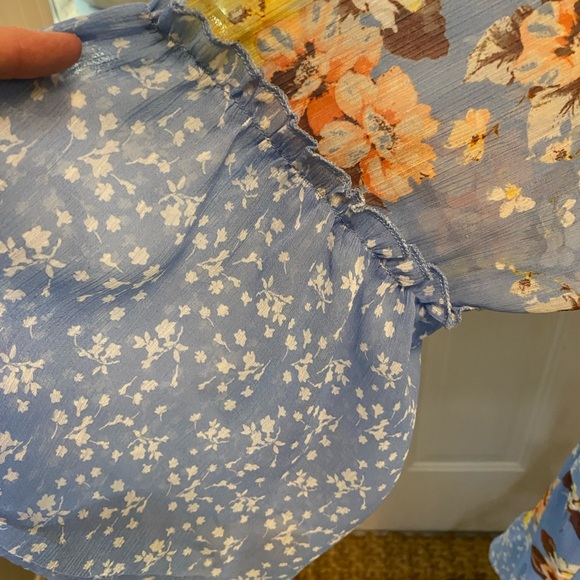 Cato Mixed Floral Print Patchwork Tiered Top Bell Sleeves 18/20W 18W 20 W - Picture 5 of 13